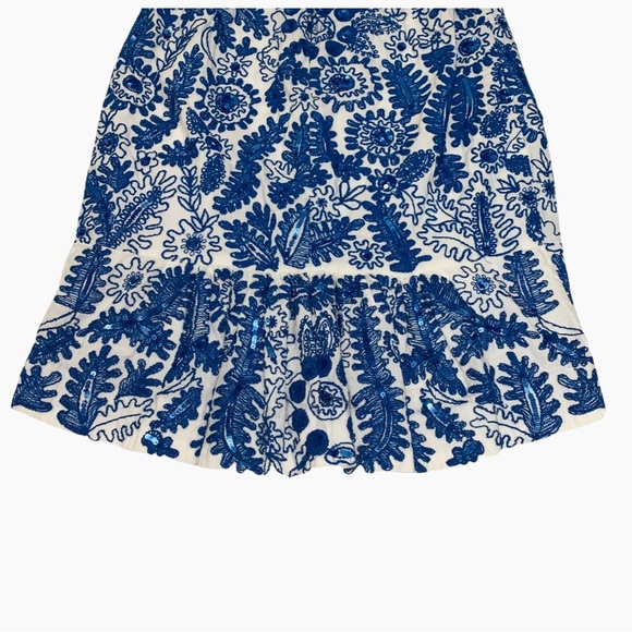 Anthropologie Moulinette Soeurs Embroidered Sequin Pencil Skirt Feminine Floral - Picture 9 of 14